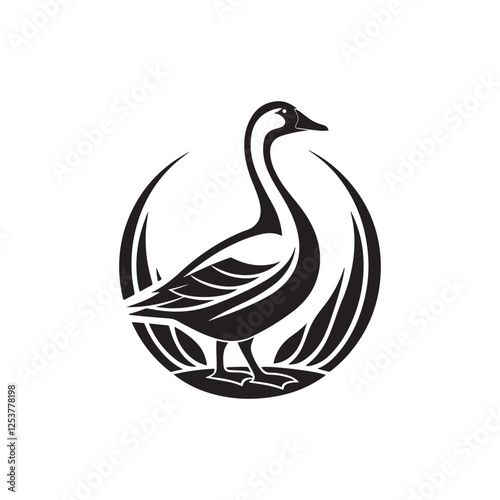goose silhouette logo vector line art logo design