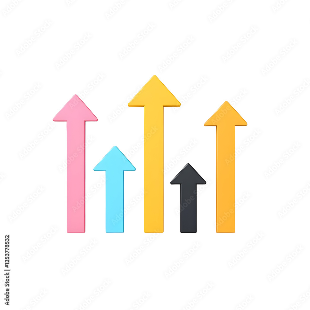 Colorful Upward Arrows Symbolizing Growth and Progress in Business Colorful Upward Arrows Symbolizing Growth and Progress in Business