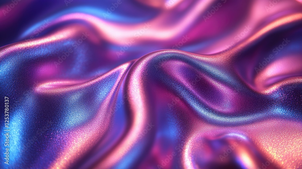 Fototapeta premium A close-up view of shimmering, colorful fabric showcasing fluid textures and vibrant hues.