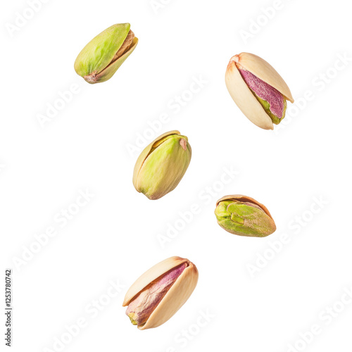 pistachio nuts on white background