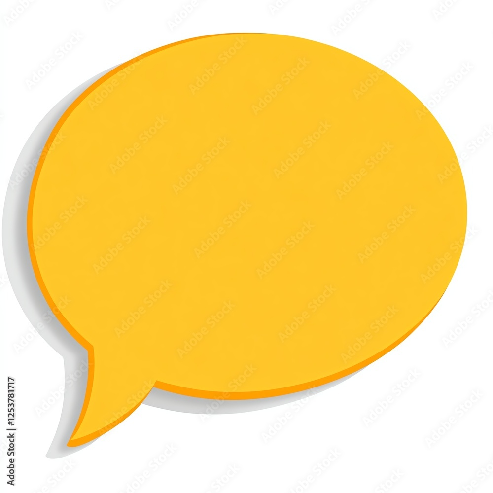 A bright yellow speech bubble icon, often used in communication design, representing conversation, dialogue, or messaging. A bright yellow speech bubble icon, often used in communication design, representing conversation, dialogue, or messaging.