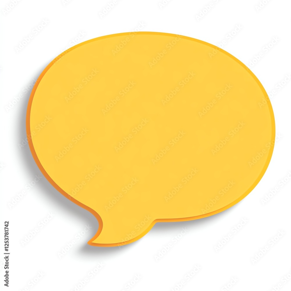 A bright yellow speech bubble with a shadow effect, commonly used for dialogue or thoughts in graphics and design. A bright yellow speech bubble with a shadow effect, commonly used for dialogue or thoughts in graphics and design.