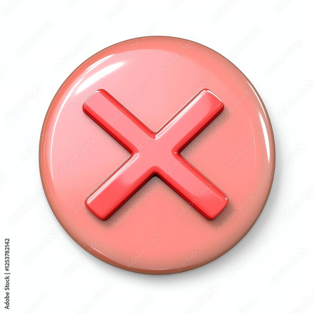 Fototapeta premium A glossy button featuring a red 