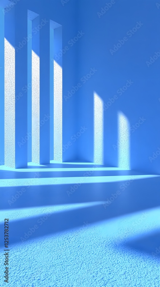 Abstract Blue Room Interior Minimalist Design Light Shadow Abstract Blue Room Interior Minimalist Design Light Shadow