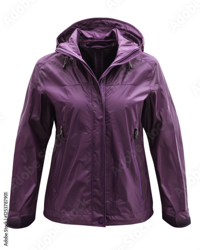 Women's Stylish purple rain jacket on transparent background
