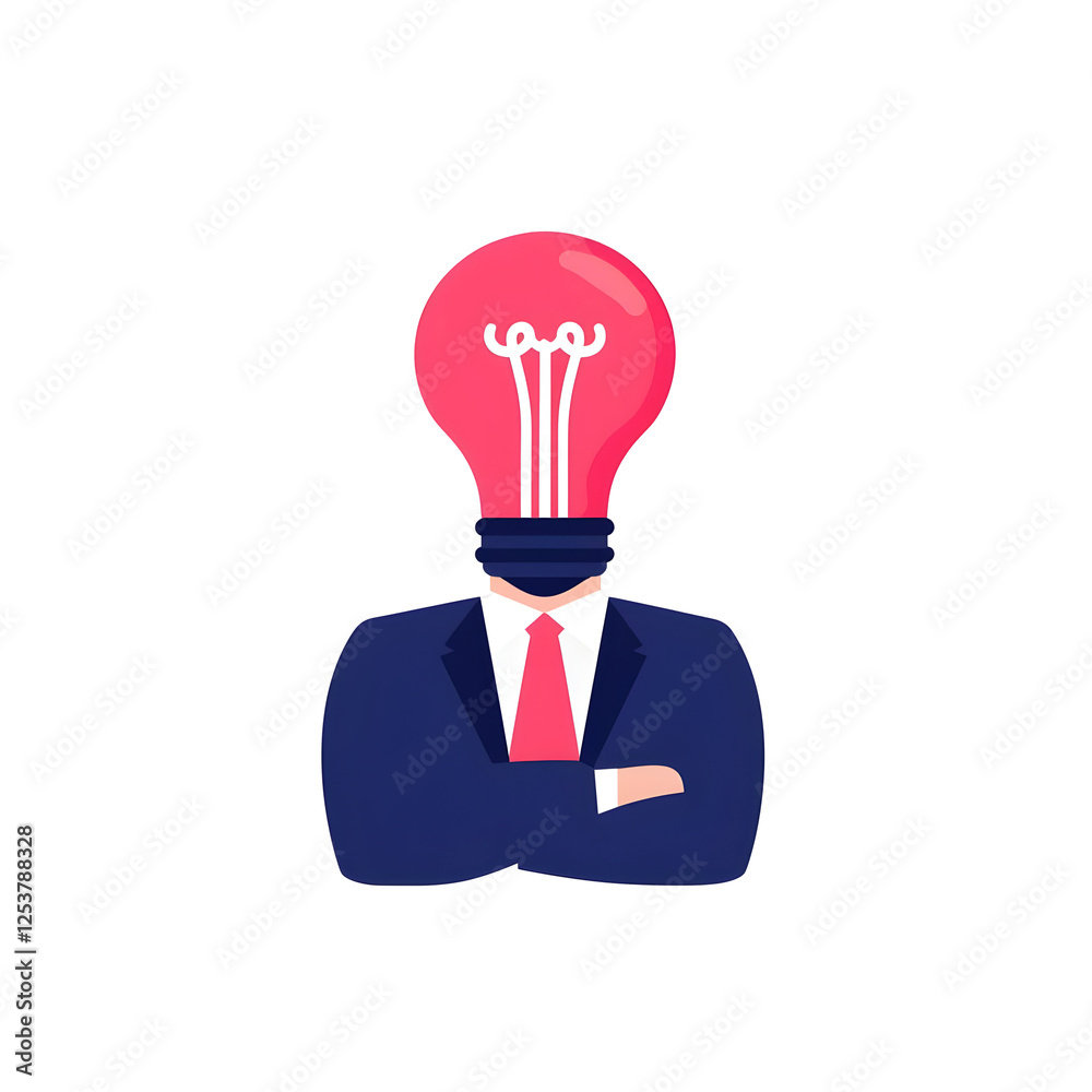 Businessman with Lightbulb Head Symbolizing Innovative Ideas and Creativity Businessman with Lightbulb Head Symbolizing Innovative Ideas and Creativity