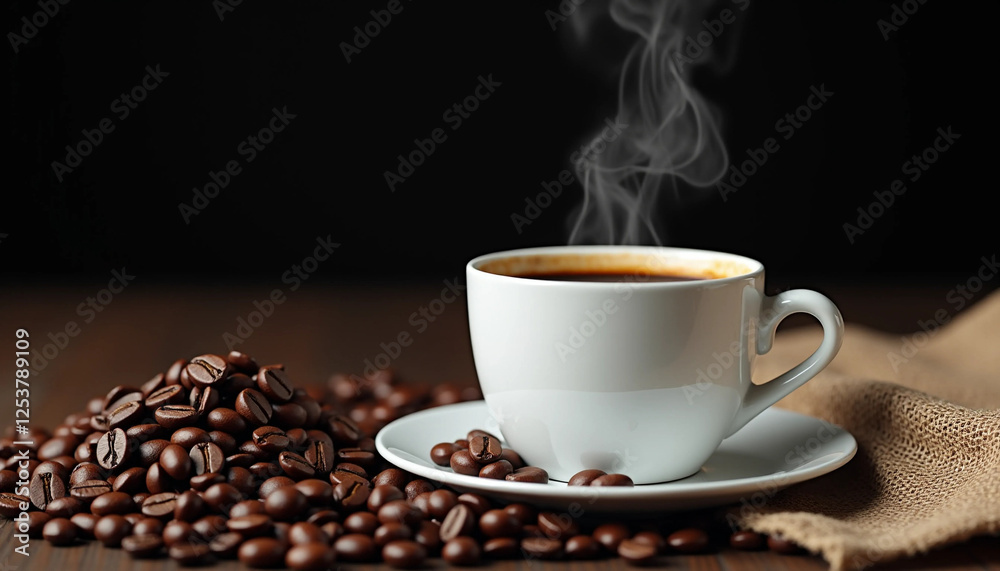 cup of coffee with beans cup of coffee with beans