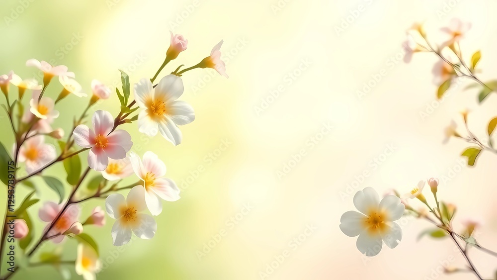 Fresh and vibrant spring background with soft pastel colors light green, pink, and yellow. Gentle gradients, blooming flowers, and subtle leaf textures Fresh and vibrant spring background with soft pastel colors light green, pink, and yellow. Gentle gradients, blooming flowers, and subtle leaf textures