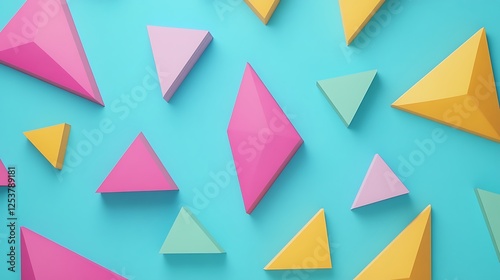 Colorful Triangles Arranged On A Blue Background