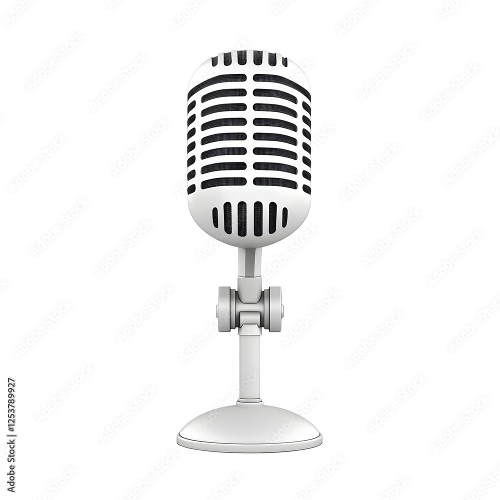 Fototapeta premium Classic Studio Microphone on a Simple White Background