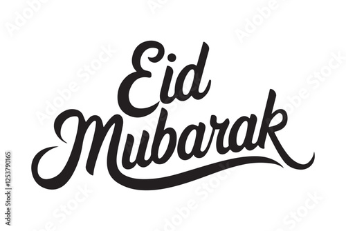 Eid Mubarak greeting text celebrating the joy of the muslim festival. Eid Mubarak calligraphic design. Vector illustration