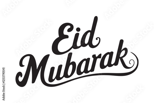 Eid Mubarak greeting text celebrating the joy of the muslim festival. Eid Mubarak calligraphic design. Vector illustration