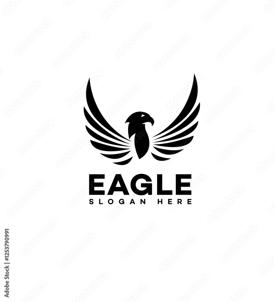 Obraz premium Majestic Eagle Logo Design Black Wings, Powerful Symbol, Freedom