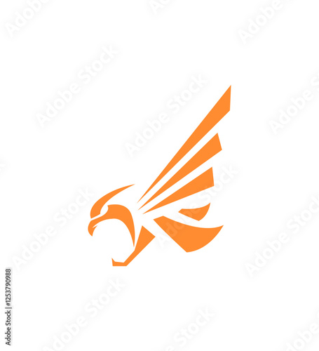 Abstract Orange Falcon Bird Logo Design, Speed, Power, Flight