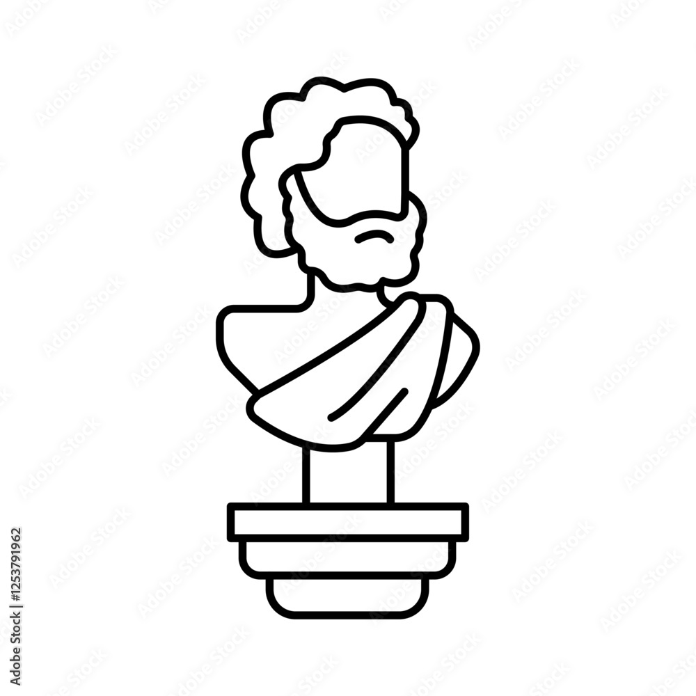 Obraz premium Ancient statue icon Vector logo set flat