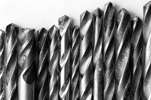 different bits drill on white copy space