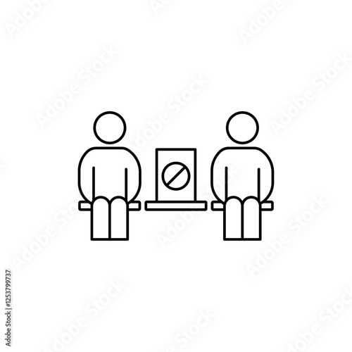 Social distancing sitting icon Vector logo set flat