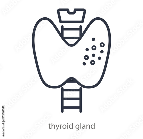 Thyroid icon. Emblem of endocrinology clinic. Vector illustration of internal human organ. Disease goiter, hyperteriosis