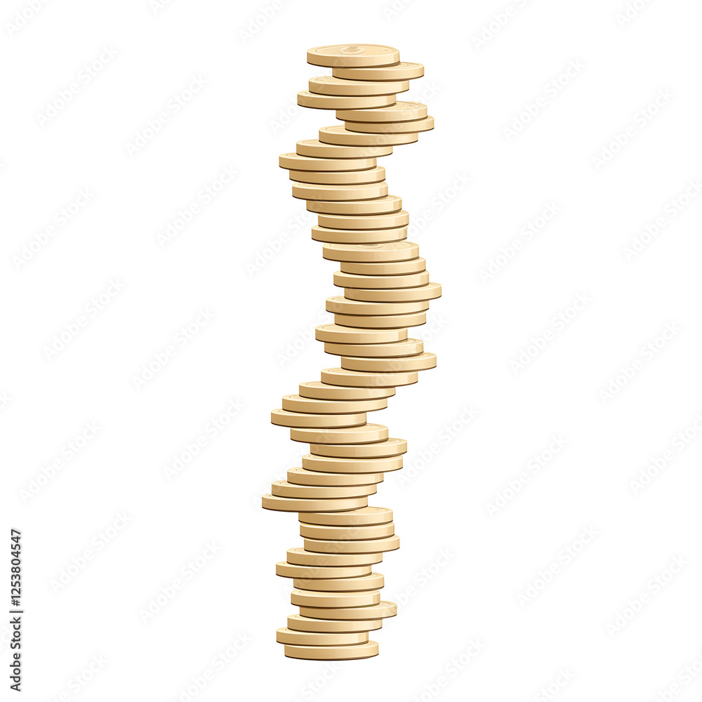 Stacked Golden Coins Forming a Tower in a Minimalist Style Stacked Golden Coins Forming a Tower in a Minimalist Style