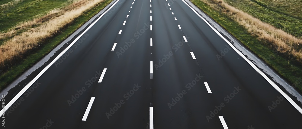 Aerial View of Empty Highway Road Asphalt Lines Aerial View of Empty Highway Road Asphalt Lines