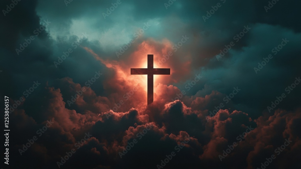 Fototapeta premium Cross in Dramatic Sky.