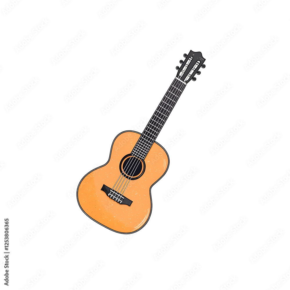 Acoustic guitar on a transparent background for creative projects
