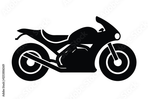 Silhouette vector illustration of a drag racing motorcycle icon on a black and white background