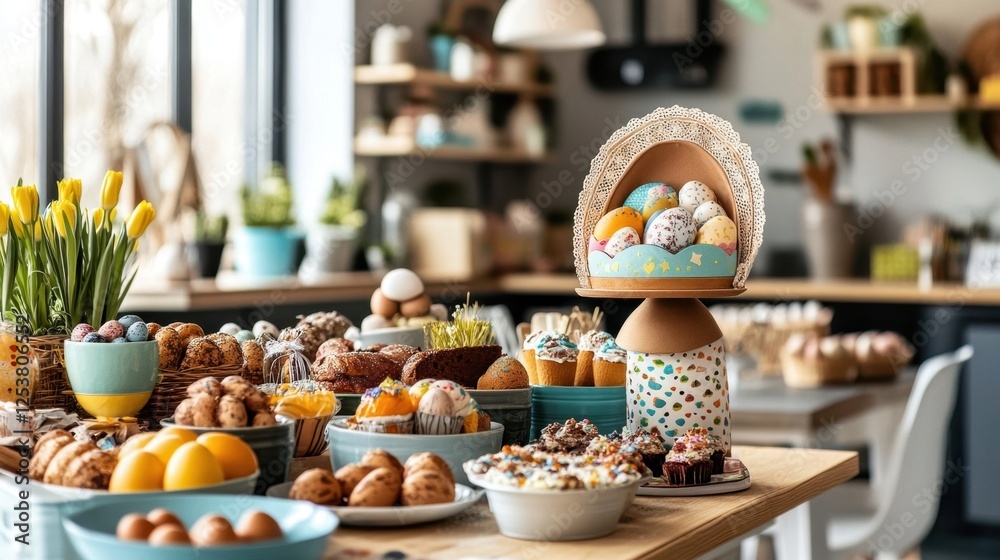 Easter Table Setting with Sweets and Treats. Easter Table Setting with Sweets and Treats.