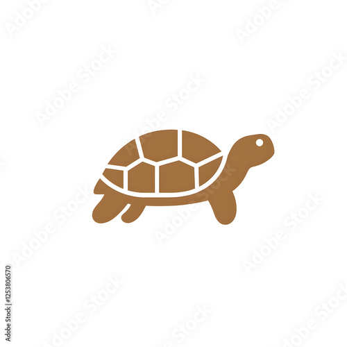 Friendly Brown Turtle Walking on Light Background in Minimalist Design