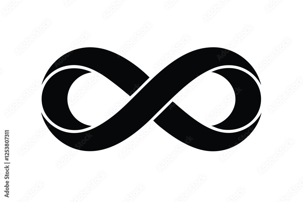 Silhouette vector illustration of a Infinite Pi icon on a black and white background Silhouette vector illustration of a Infinite Pi icon on a black and white background