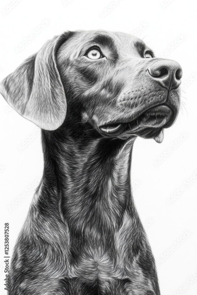 A highly detailed pencil sketch of a dog portrait capturing its expressive eyes, intricate fur texture, and realistic shading in a monochrome style A highly detailed pencil sketch of a dog portrait capturing its expressive eyes, intricate fur texture, and realistic shading in a monochrome style