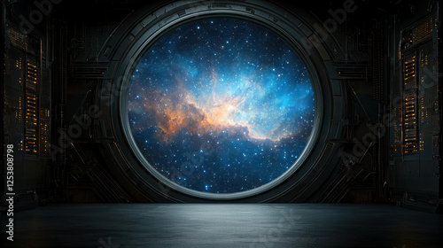 Fototapeta Naklejka Na Ścianę i Meble -  Futuristic Space Portal With Galaxy View