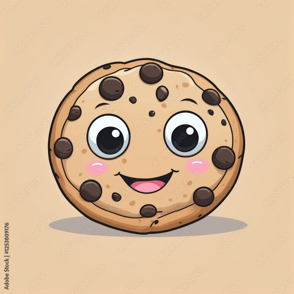 Fototapeta premium Cute adorable cartoon kawaii delicious food with face and pastel color background illustration texture design.