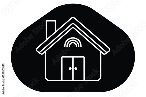 Silhouette vector illustration of a smart home device icon on a black and white background