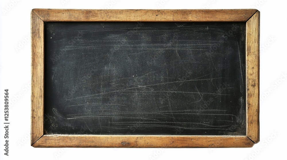 Old wooden framed chalkboard with scratched surface isolated on white. Old wooden framed chalkboard with scratched surface isolated on white.