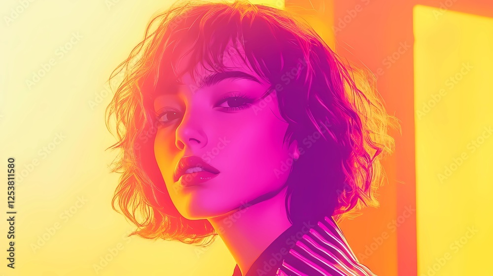 Neon-lit futuristic figures in synthwave aesthetic, glowing city reflections, and digital cyberpunk atmosphere, evoking sci-fi nostalgia, retro book illustration style Neon-lit futuristic figures in synthwave aesthetic, glowing city reflections, and digital cyberpunk atmosphere, evoking sci-fi nostalgia, retro book illustration style
