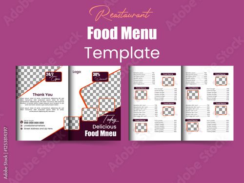 Reastaurant Bi fold Food menu Brochure design