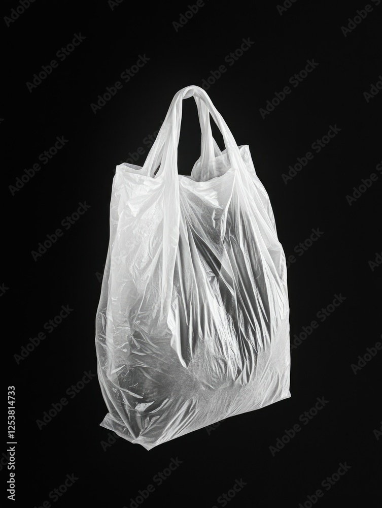 High-resolution image of a transparent plastic bag against a black background. High-resolution image of a transparent plastic bag against a black background.
