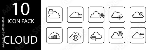 cloud line Editable Icons set. 