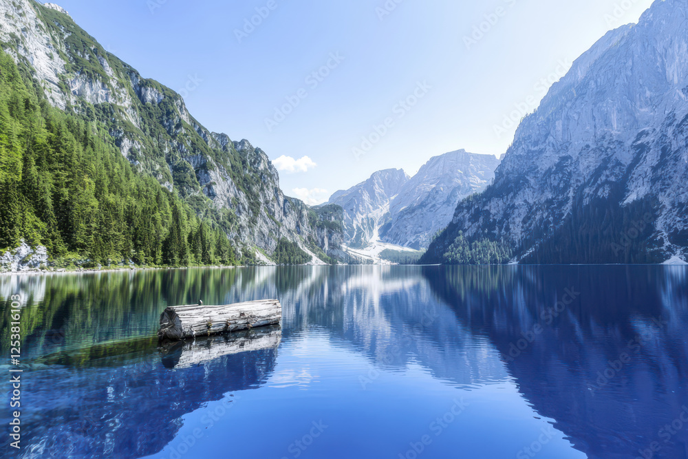 Breathtaking mountain lake with clear blue water and reflections Breathtaking mountain lake with clear blue water and reflections