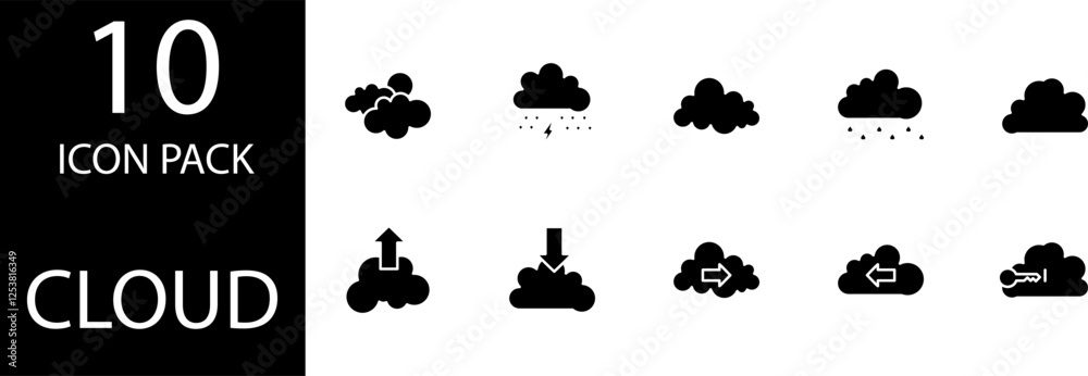 Obraz premium cloud solid Editable Icons set. 