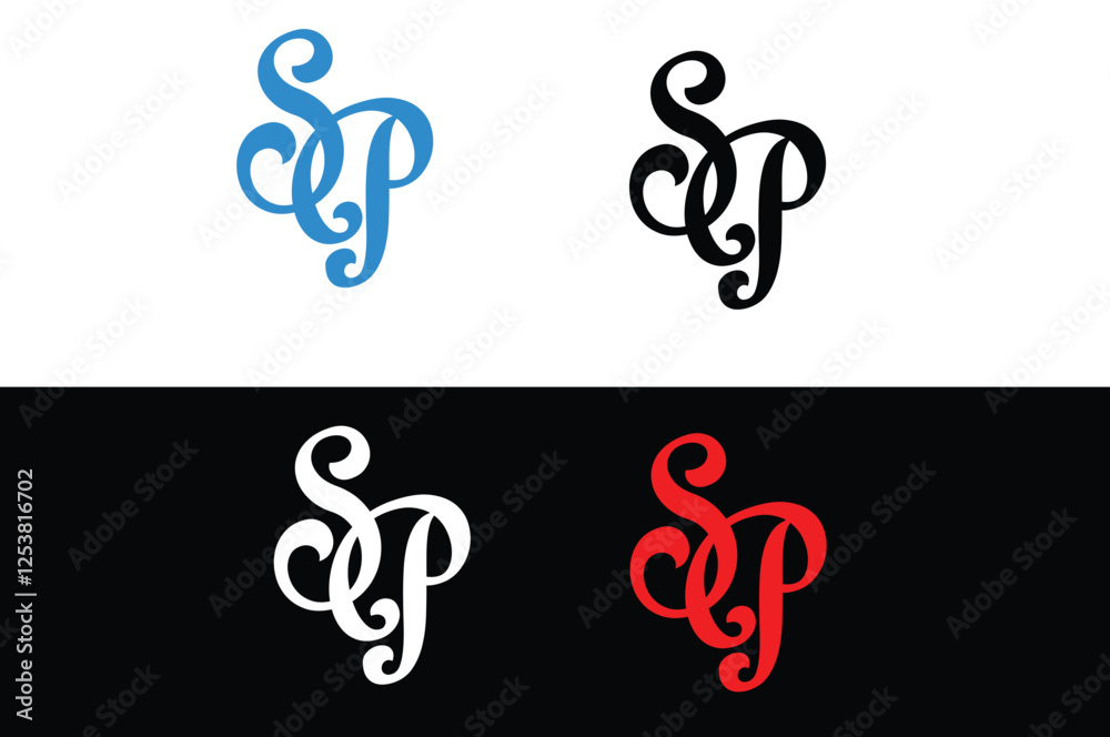 Stylish initial letters S P logo design for your company Stylish initial letters S P logo design for your company