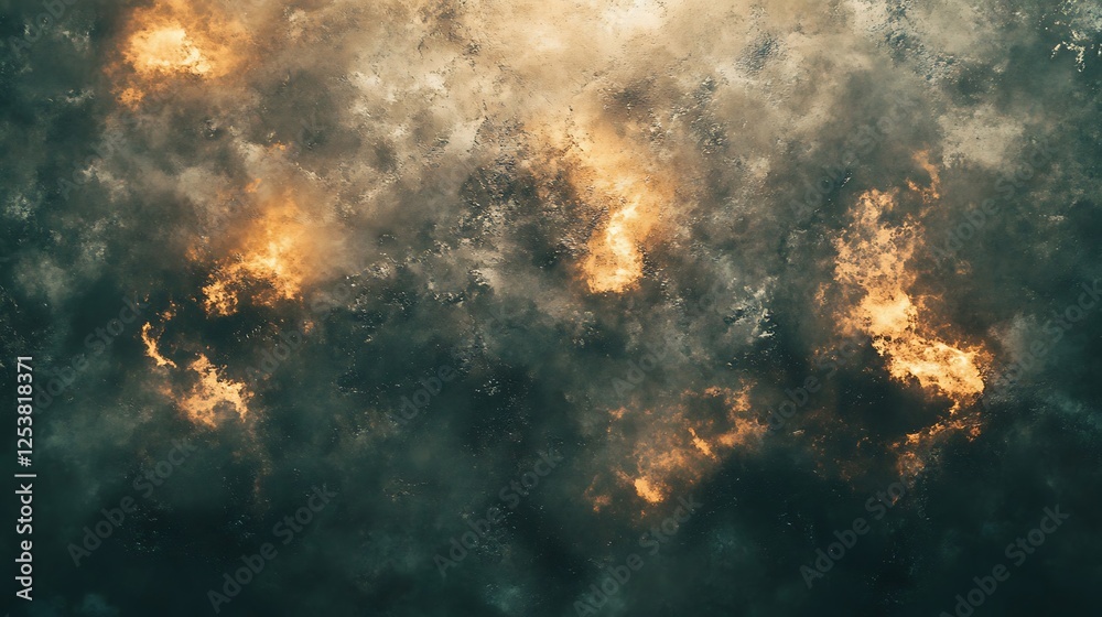 Fototapeta premium Fiery cloudscape, dark sky, abstract texture