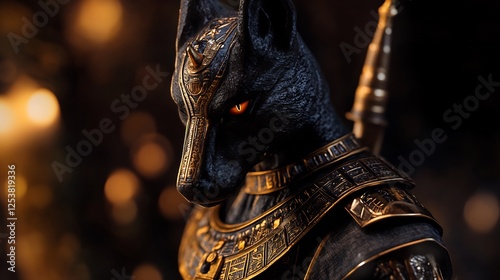Anubis, Guardian of the Underworld: A Majestic Digital Sculpture