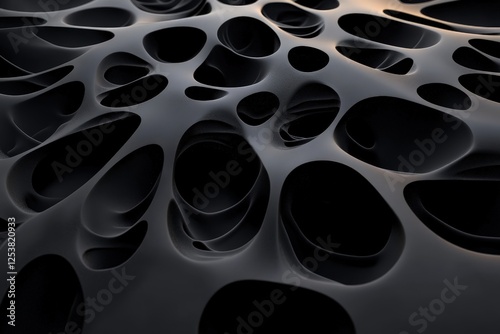 A visually captivating image showcasing a smooth black void filled with organic shapes, symbolizing depth, mystery, and the abstract nature of existence itself.