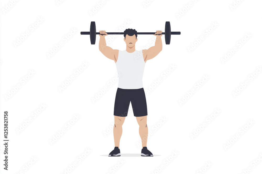 A man is lifting a barbell in the air A man is lifting a barbell in the air