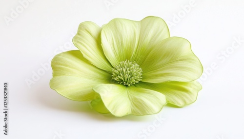 Minimalist Saint Patricka??s flower with smooth, soft lime green petals on white q2,