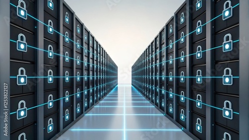 Data Center Security: Rows of Servers with Padlocks