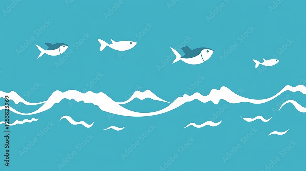 Fish swimming ocean waves background Fish swimming ocean waves background