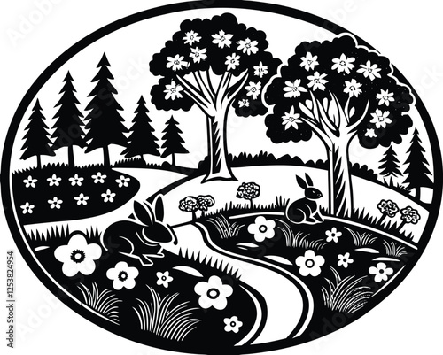 Tree vector symbol black and white on a white background